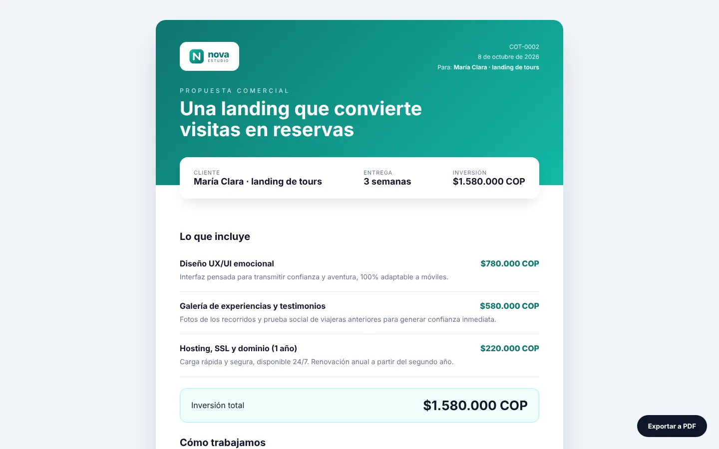 Cotización diseñada por la IA publicada en línea
